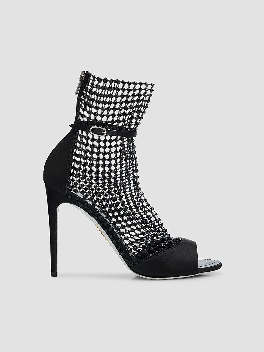 Rene Caovilla Women's Galaxia 105MM Satin Sandals - Black - Size 10.5