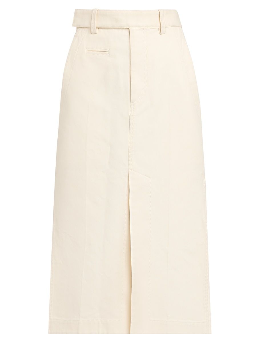 Women's Workwear Cotton Twill Midi-Skirt - Parchment - Size 6