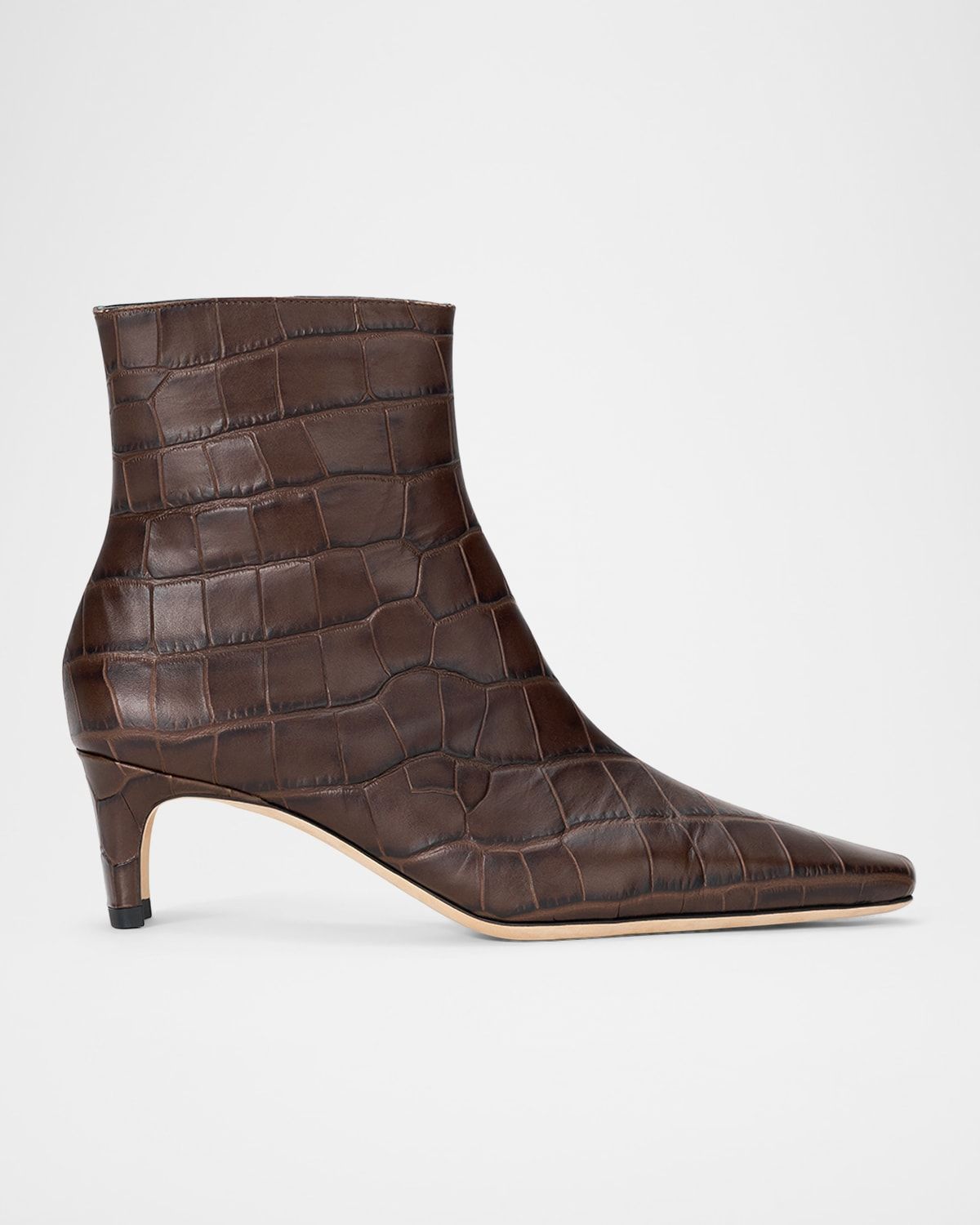 Wally Croc-Embossed Leather Ankle Boots