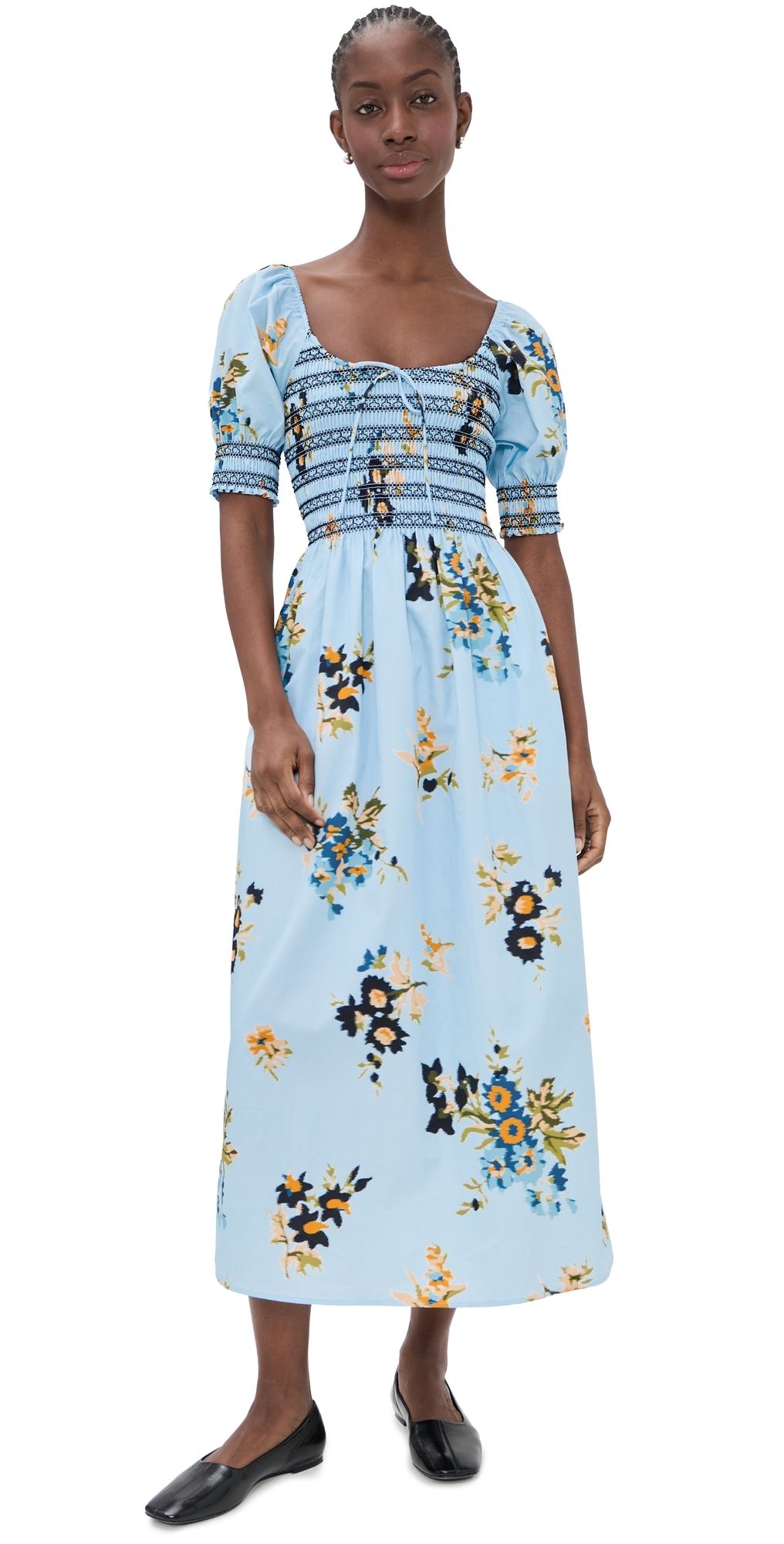 Hill House Home The Madeline Nap Dress English Daisy/Blue L
