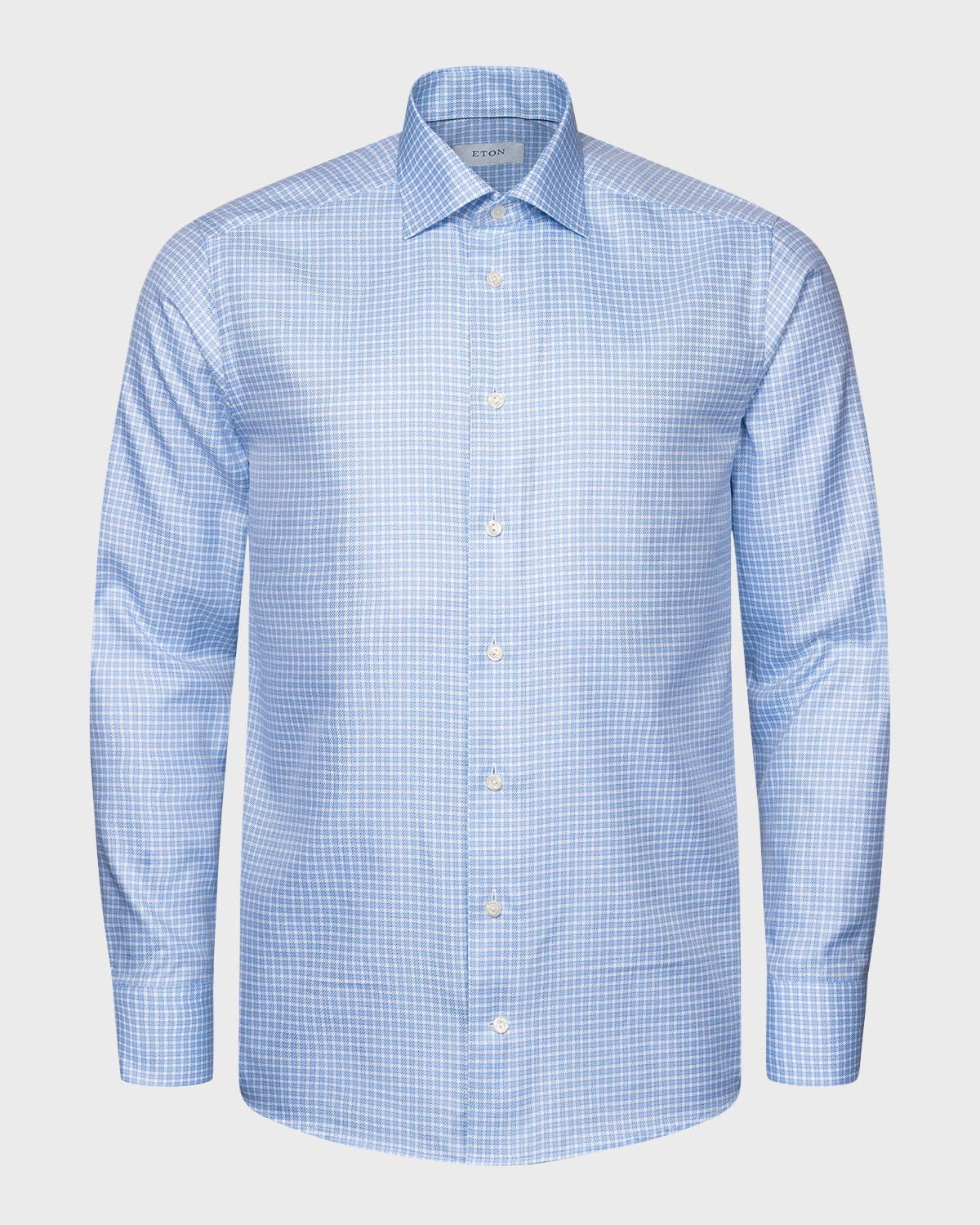 Men & apos;s Organic Cotton Twill Micro-Check Contemporary-Fit Dress Shirt