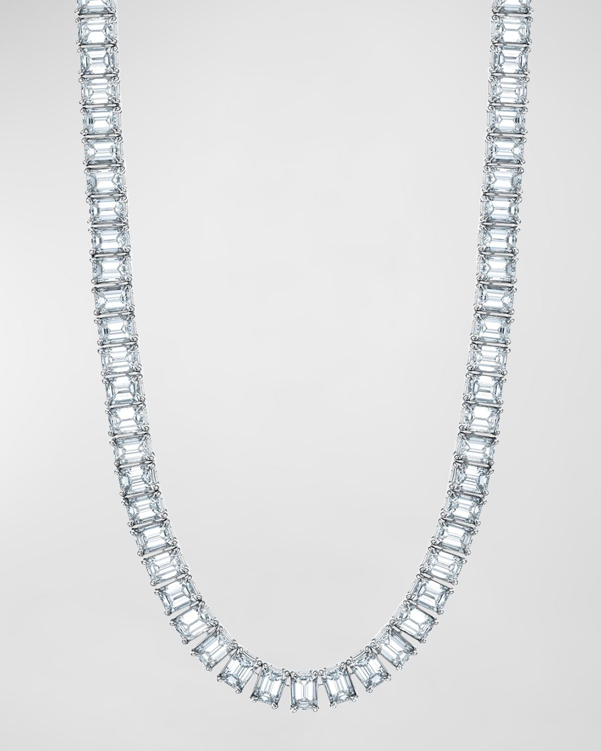 x Danielle Klein 18K Gold 16" North South Prong Set Emerald-Cut Diamond Tennis Necklace, 17.90tcw
