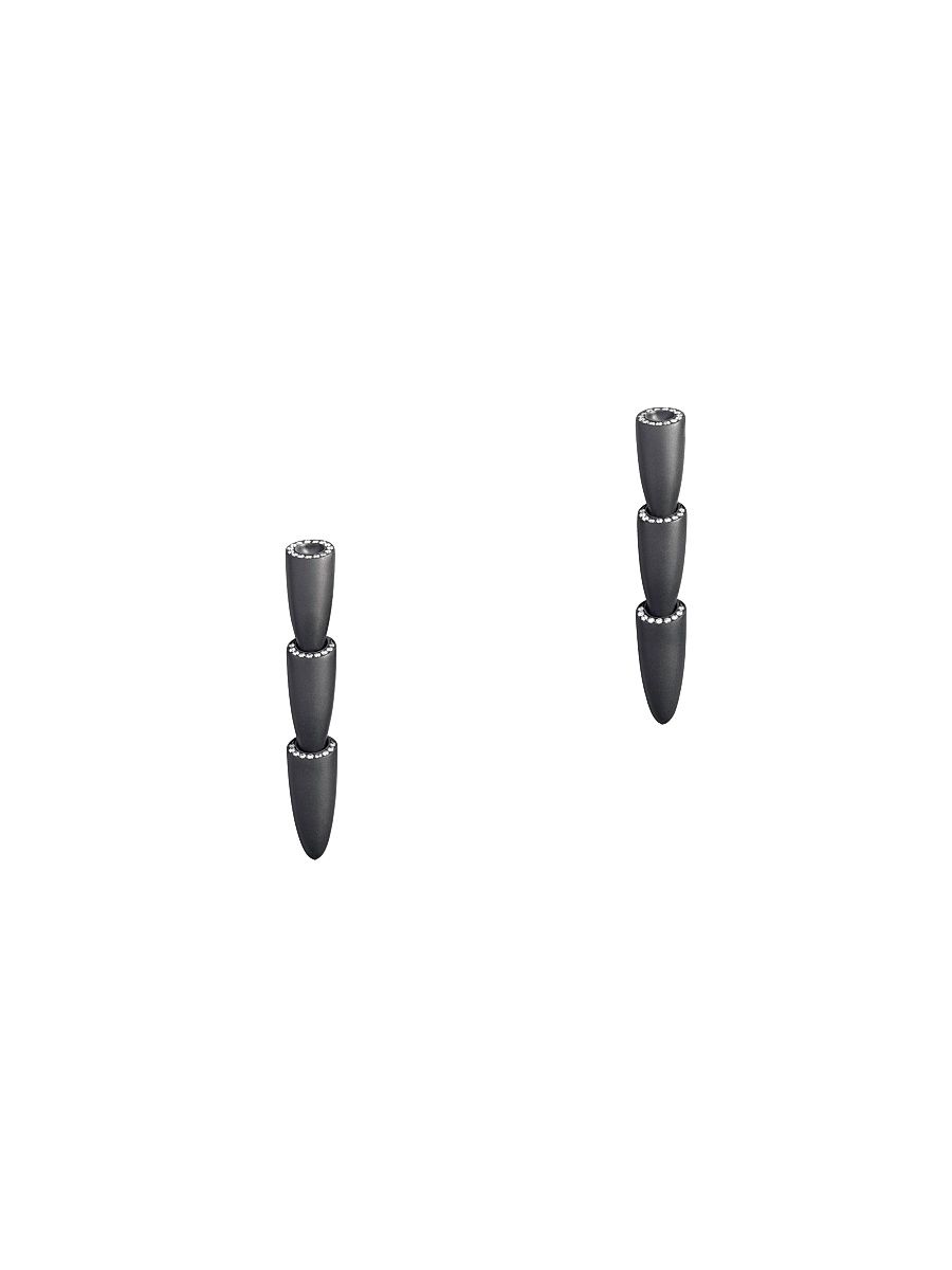 Women's Calla Black Titanium & Diamond Clip-On Drop Earrings - Black Titanium