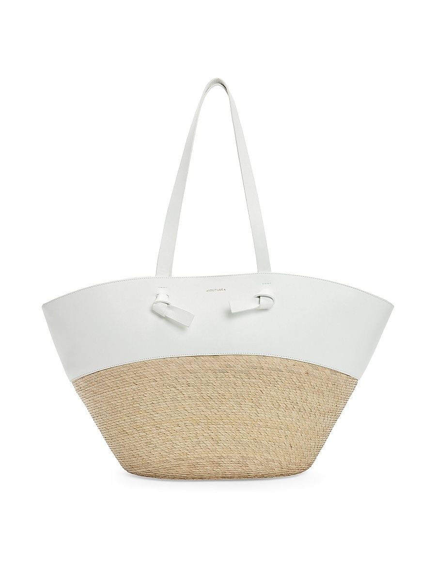 Women's Large Knot Basket Tote Bag - Optic White