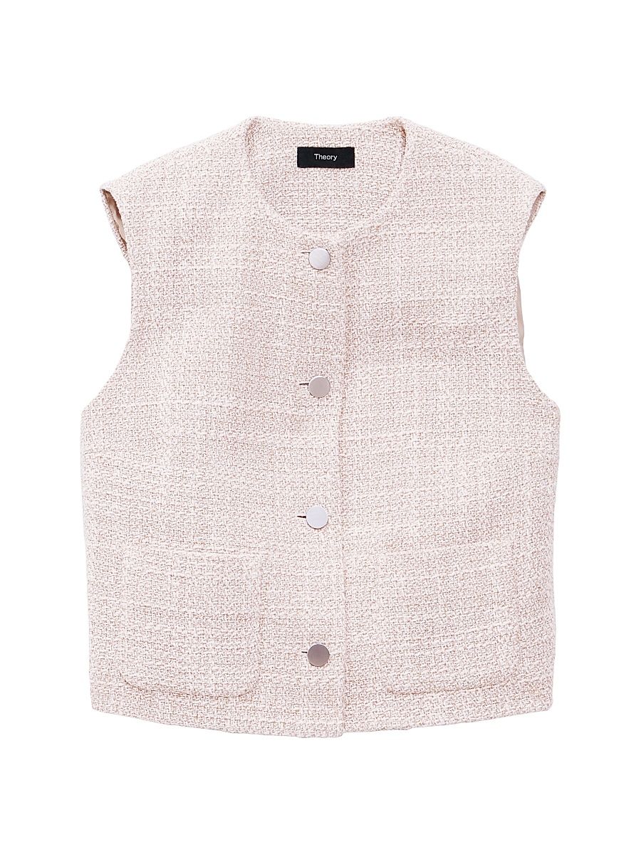 Women's Tweed Patch Pocket Vest - Taupe Multi - Size 16