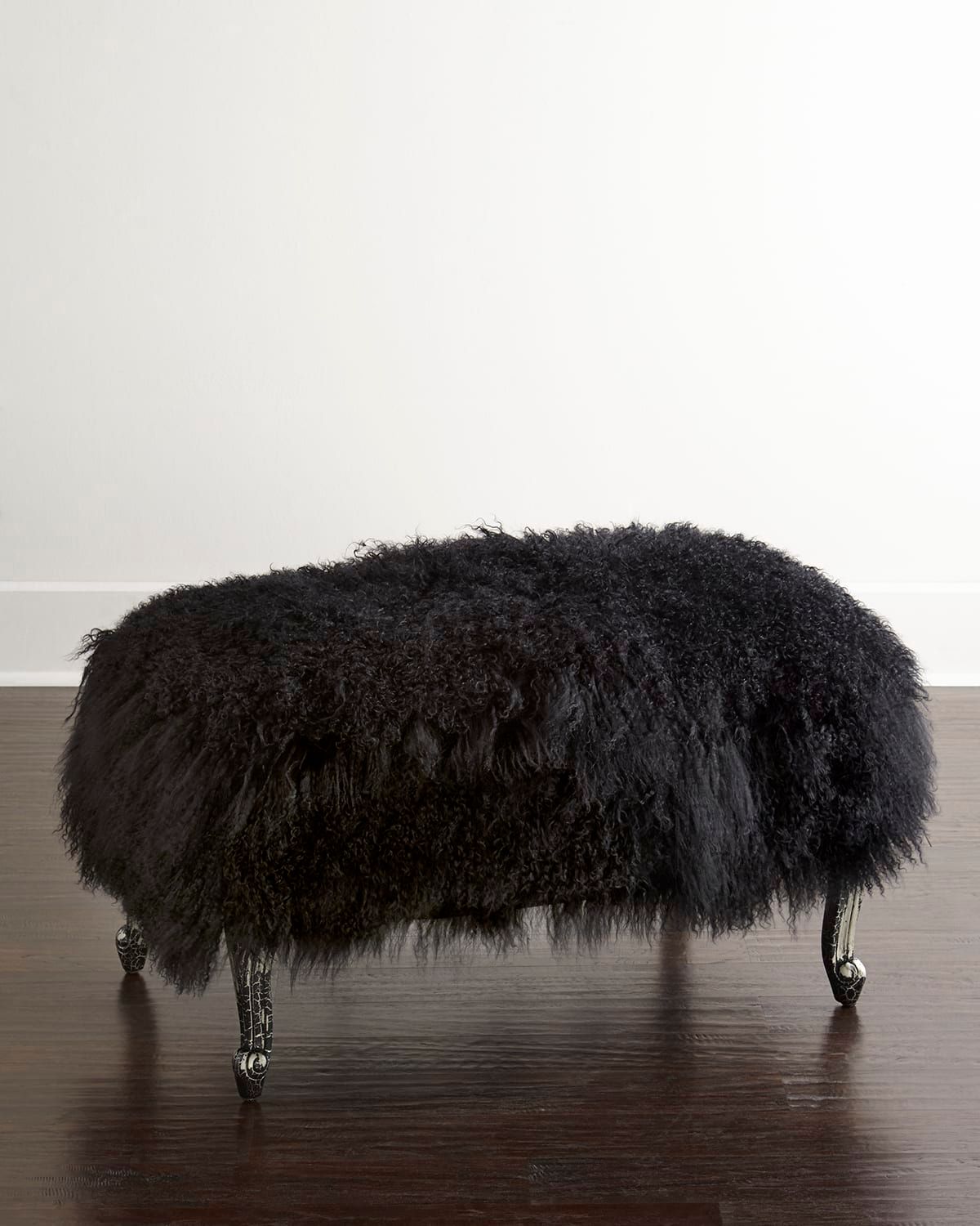 Worthen Noir Sheepskin Ottoman