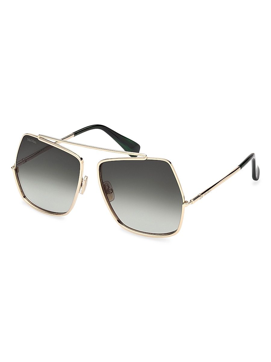 Women's Elsapetite D107 58MM Pilot Sunglasses - Gold Gradient Green