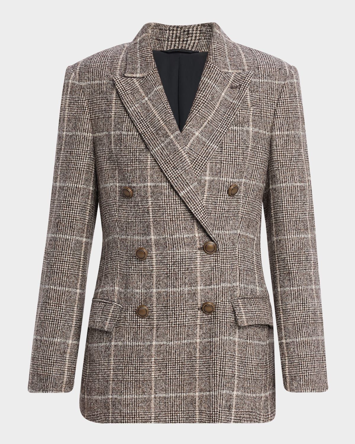 Windowpane Double-Breasted Jacket