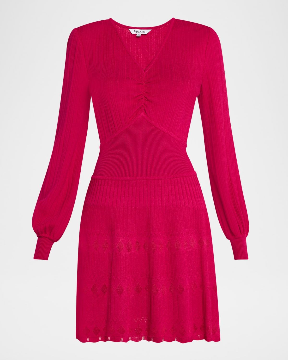 Tonal Textured Fit-&-Flare Knit Mini Dress - Modern Fit