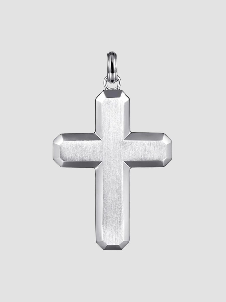 Gabriel & Co Men's Contemporary Sterling Silver Cross Pendant - Silver