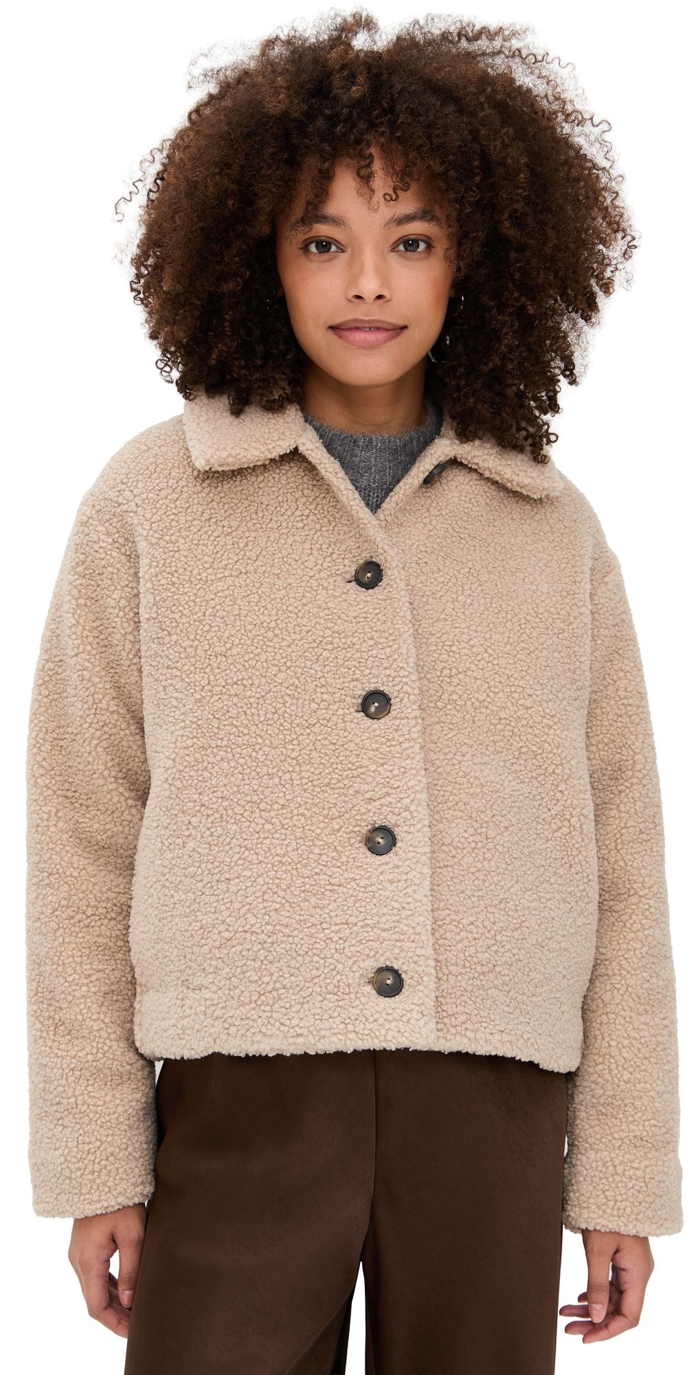 Vince Collared Sherpa Jacket Marzipan XXS