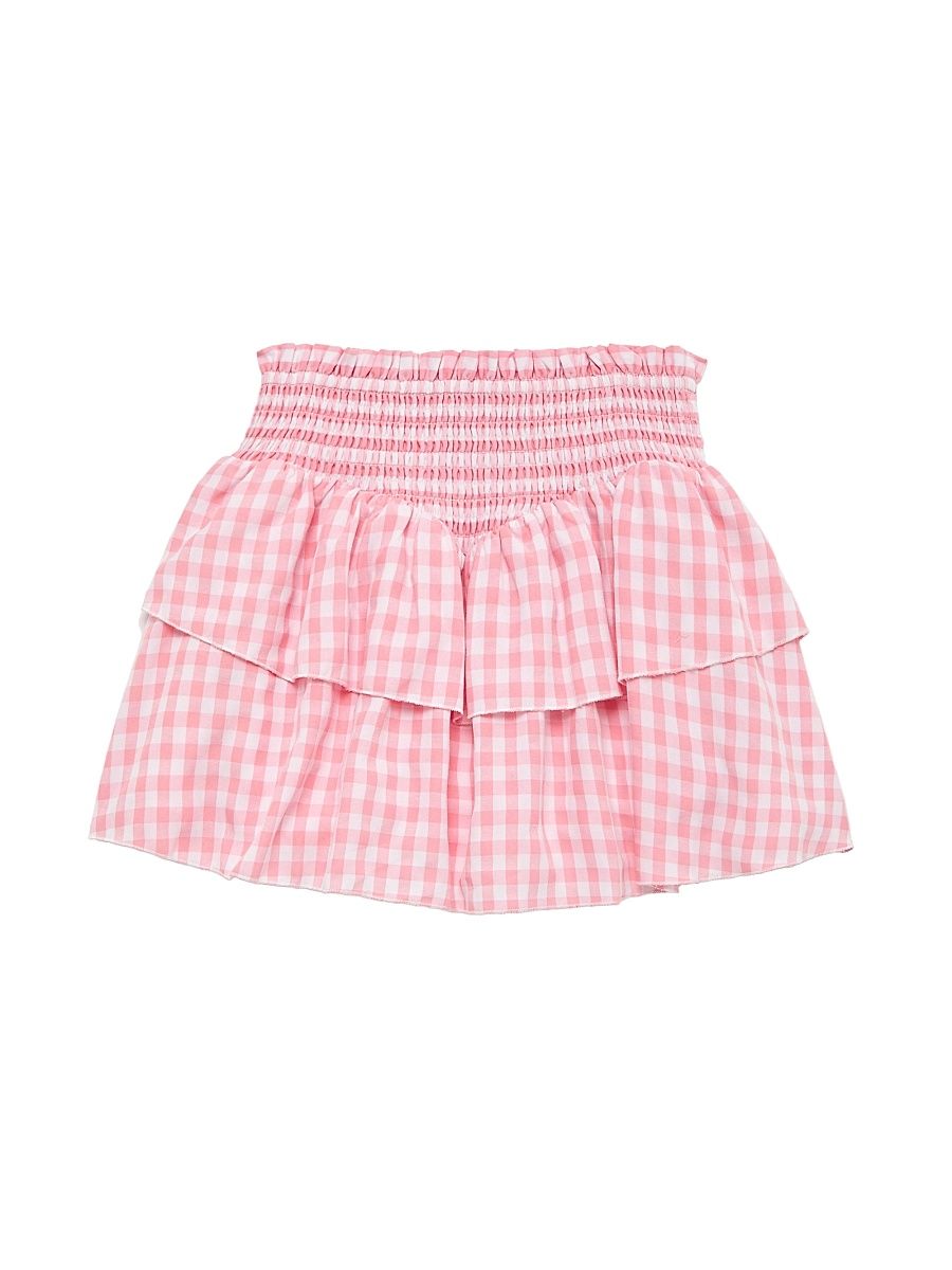 Girl's Brooke Ruffled Skirt - Pink Gingham - Size 14