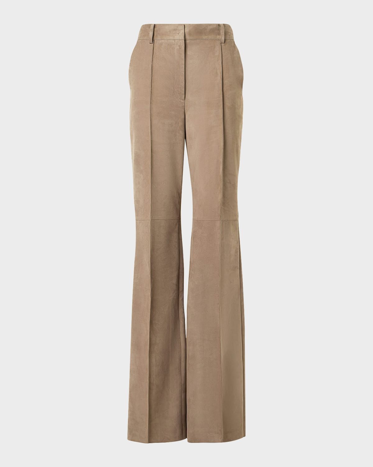 Pintuck Suede Wide-Leg Trousers
