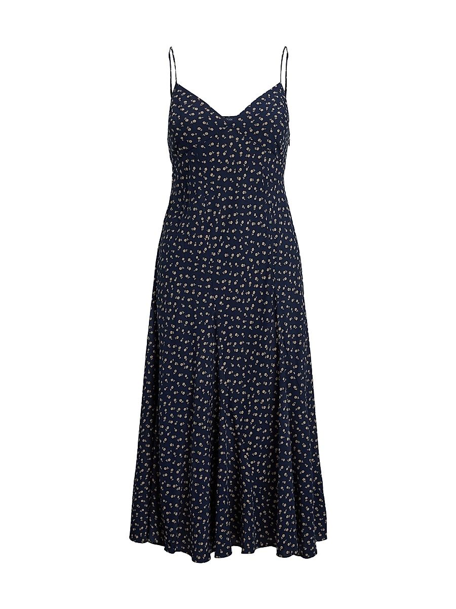 Women's Floral V-Neck A-Line Dress - Midnight Daisy - Size 8