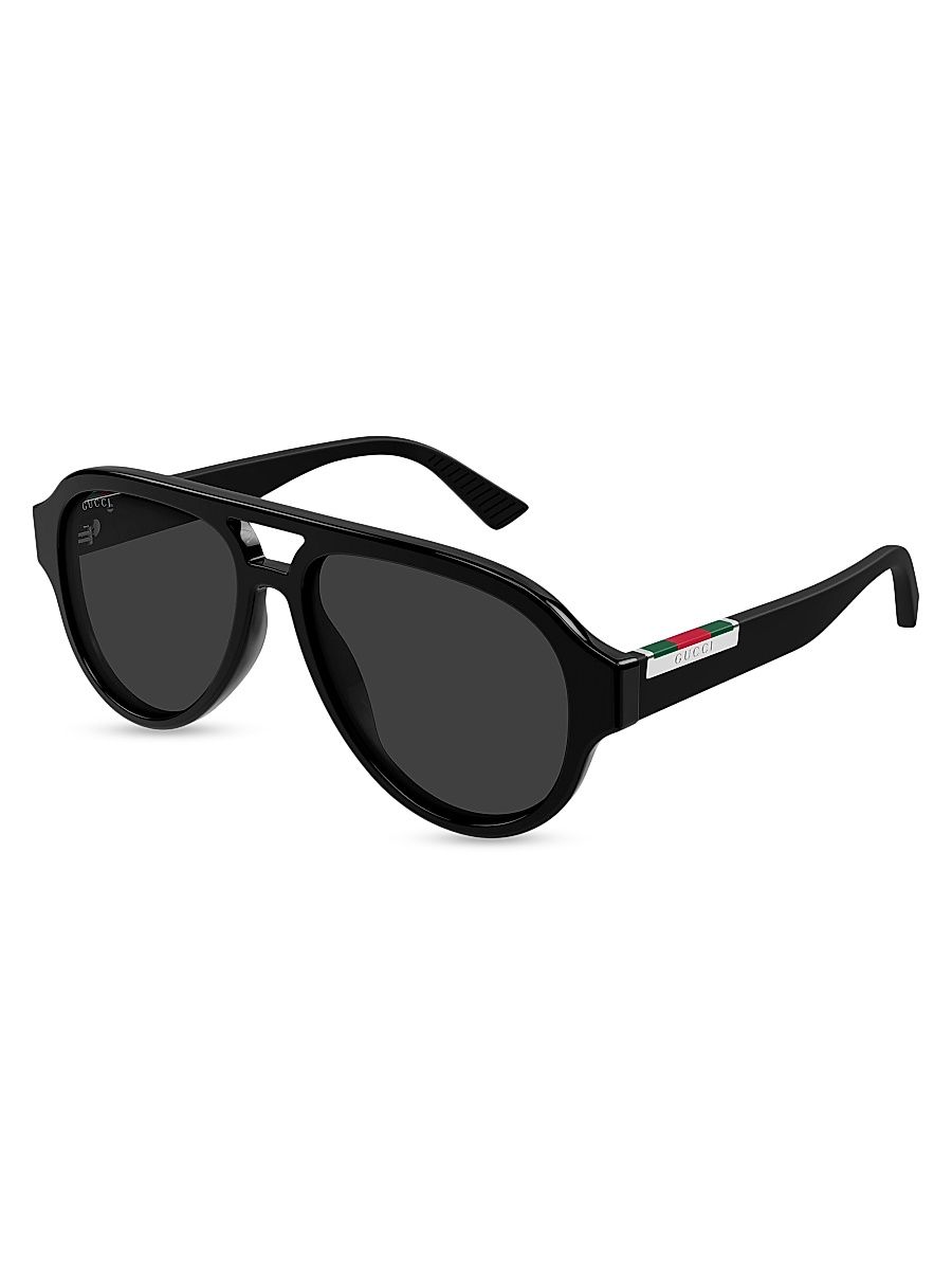 Men's Subtle Web Sporty 55MM Pilot Sunglasses - Black