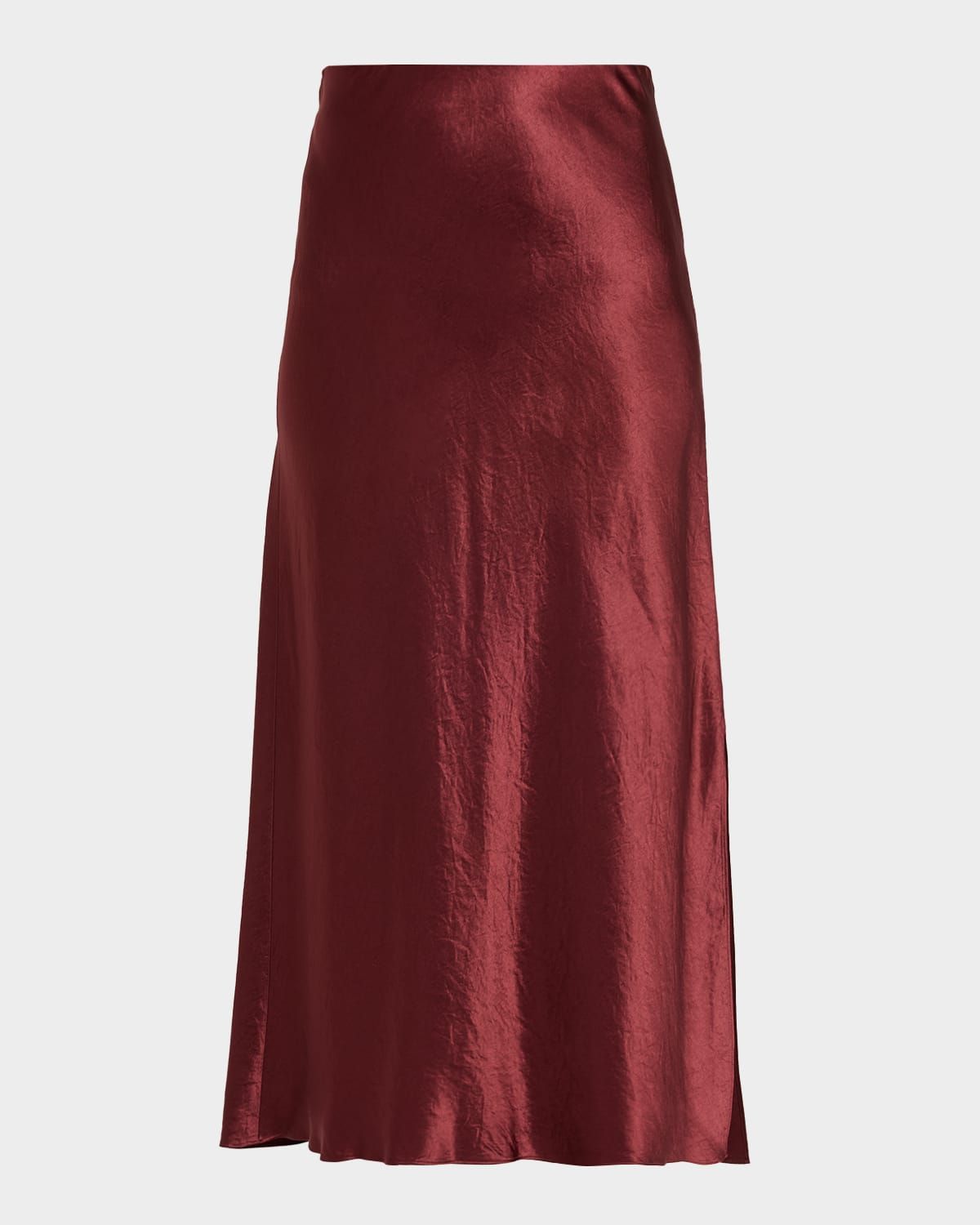 Side-Slit Satin Slip Skirt