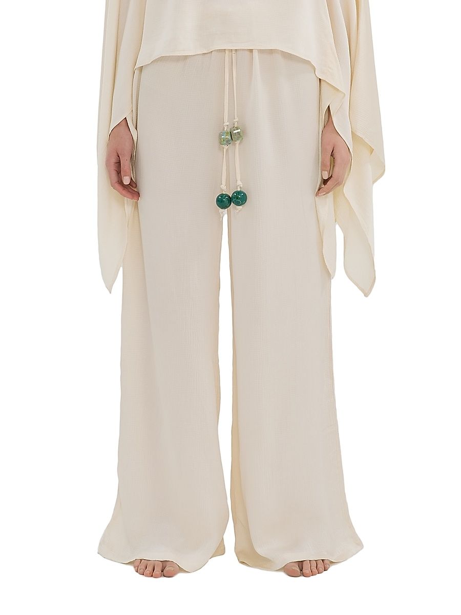 Women's La Vila Cala Flared Wide-Leg Pants - Egret - Size Large