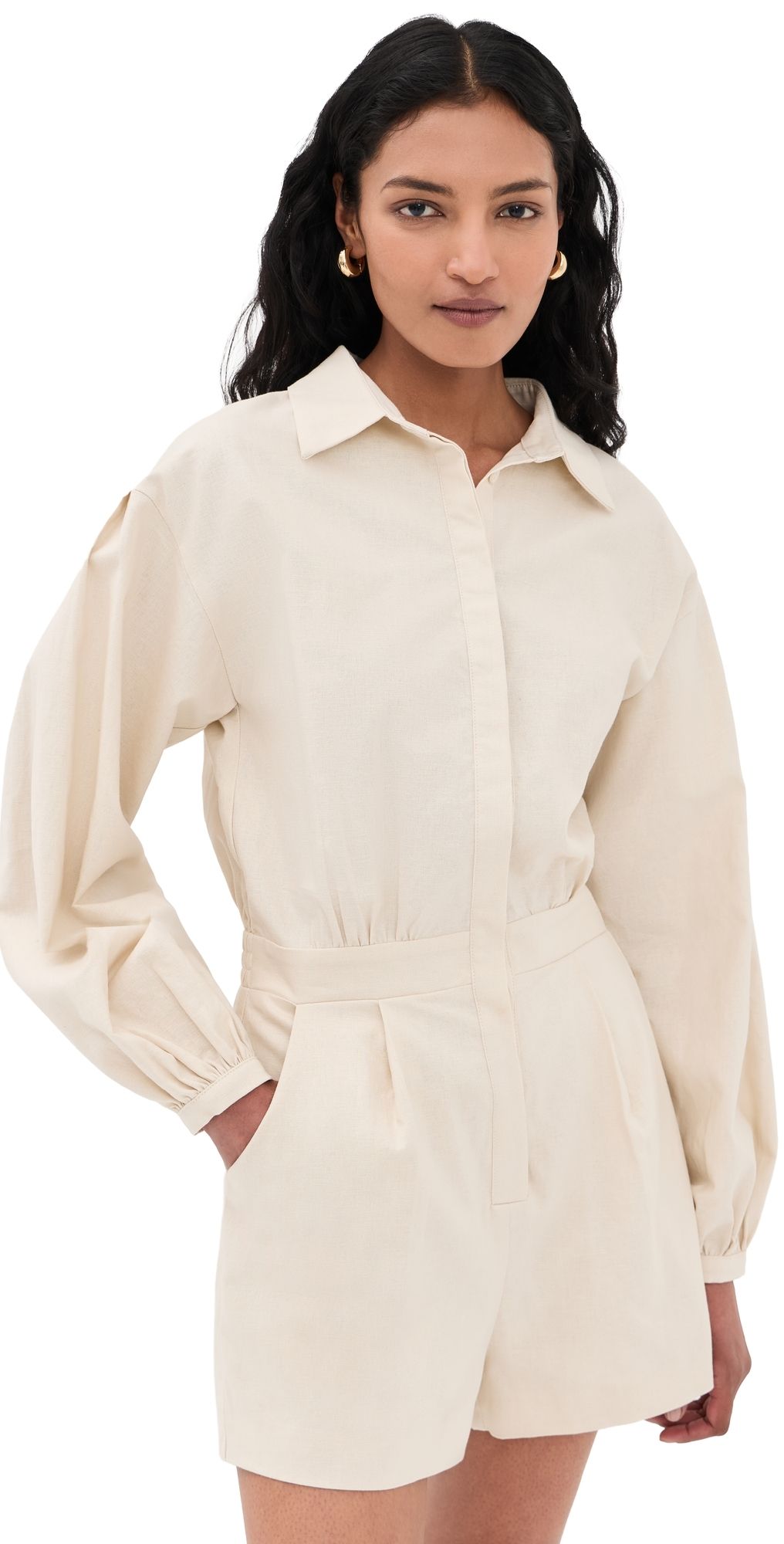 Line & Dot Nettie Romper Ecru L