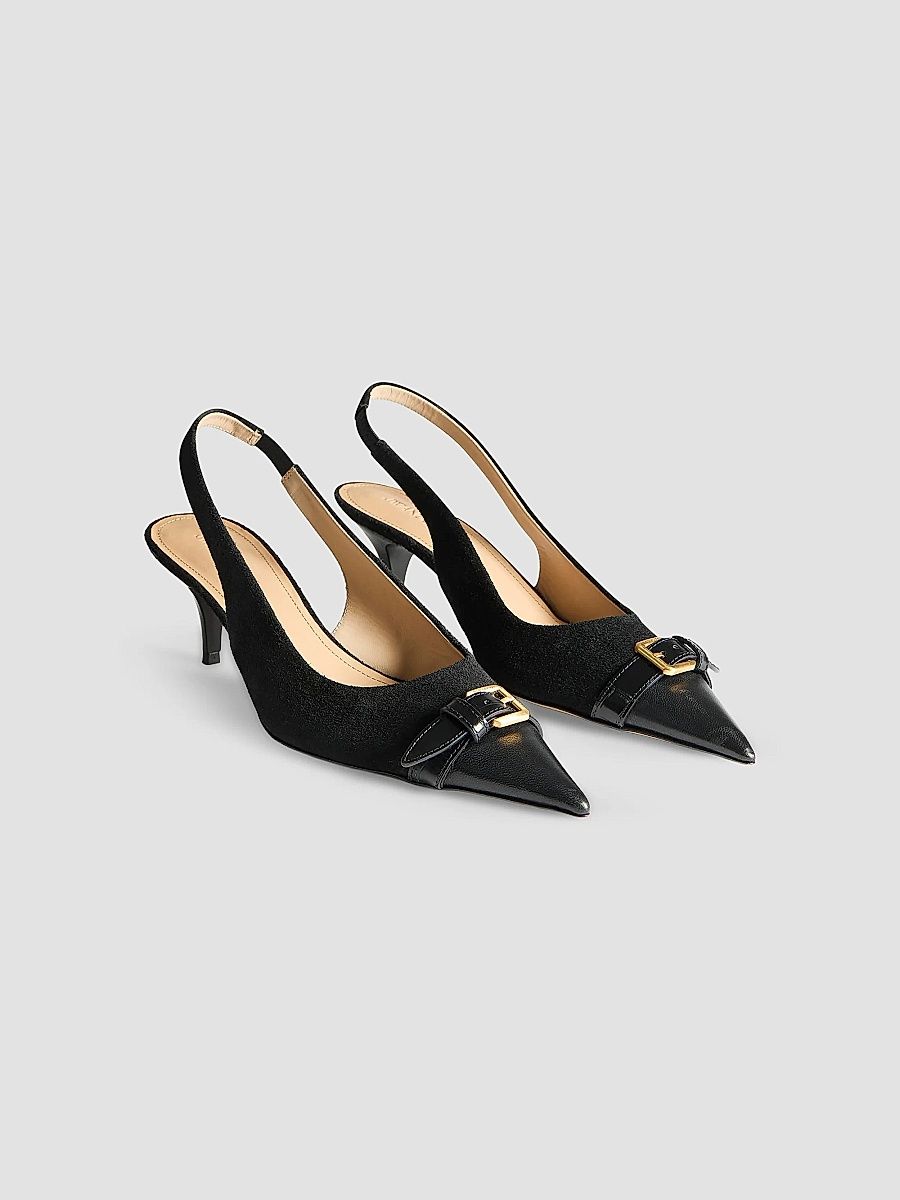 JW Anderson Women's Buckle Suede & Leather Slingback Pumps - Black - Size 9