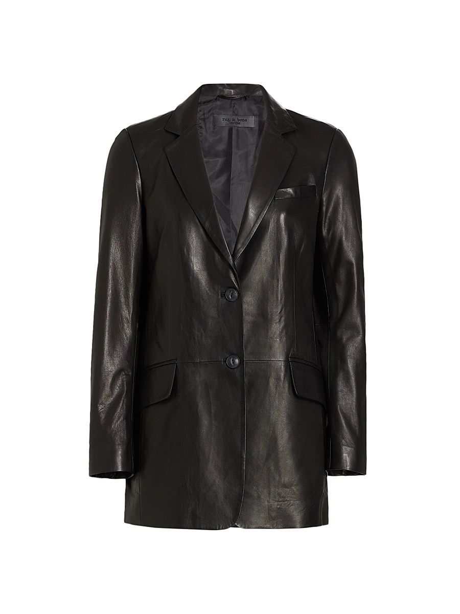 Women's ICONS Charles Leather Blazer - Black - Size 6