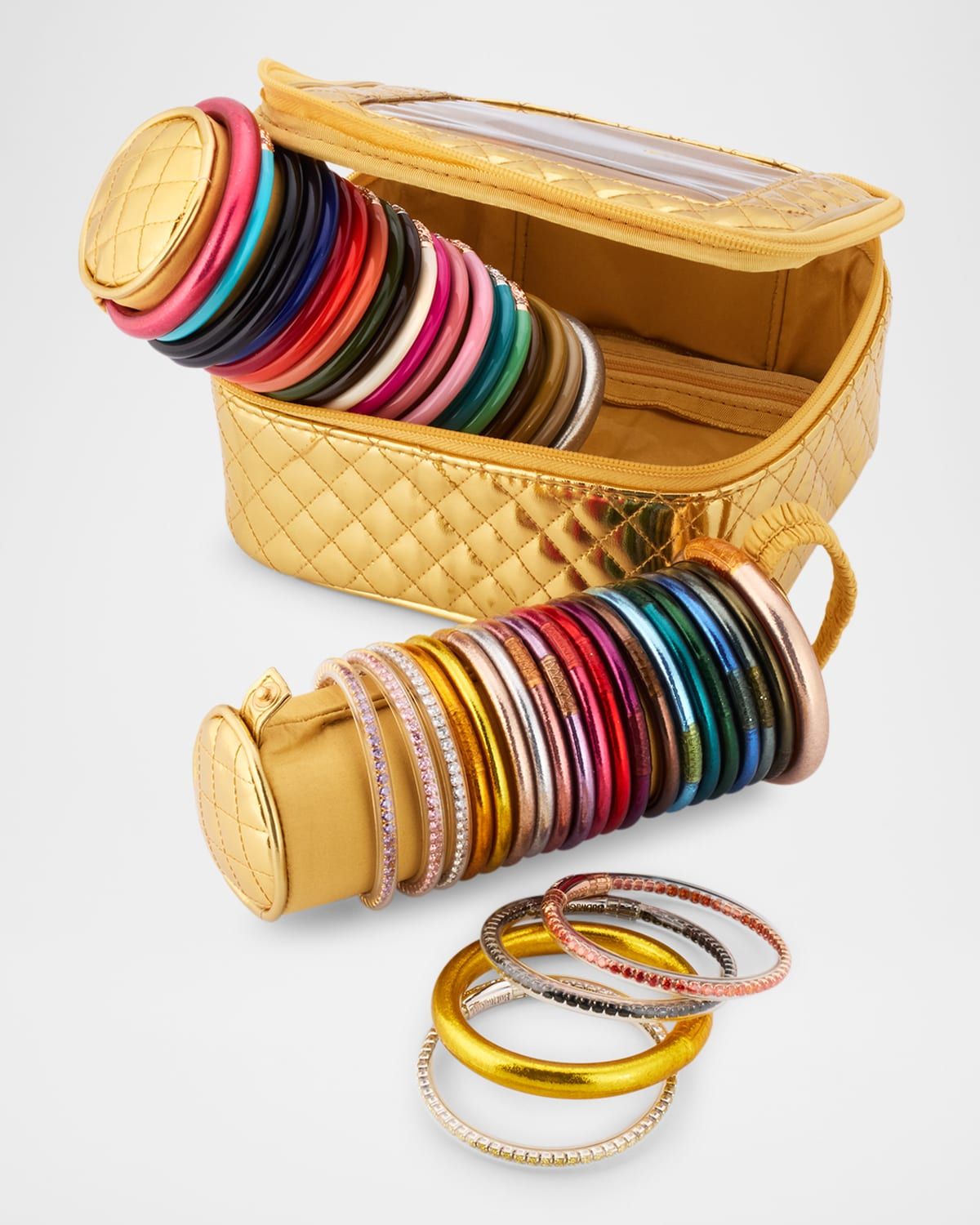 NM Exclusive Gold Travel Case and All Weather Bangle Bracelet Bundle