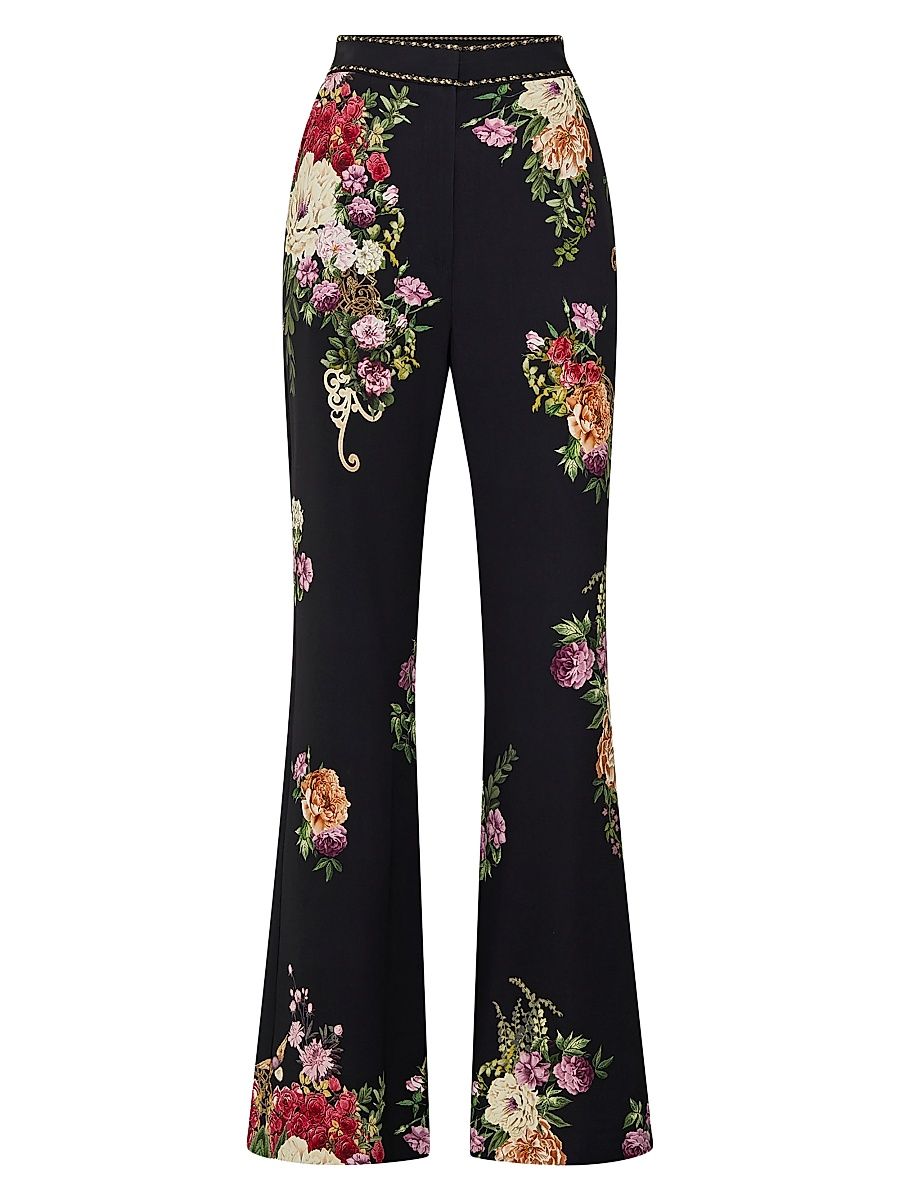 Women's Adorned Floral Flared Pants - Adorned In Alexandria - Size Medium