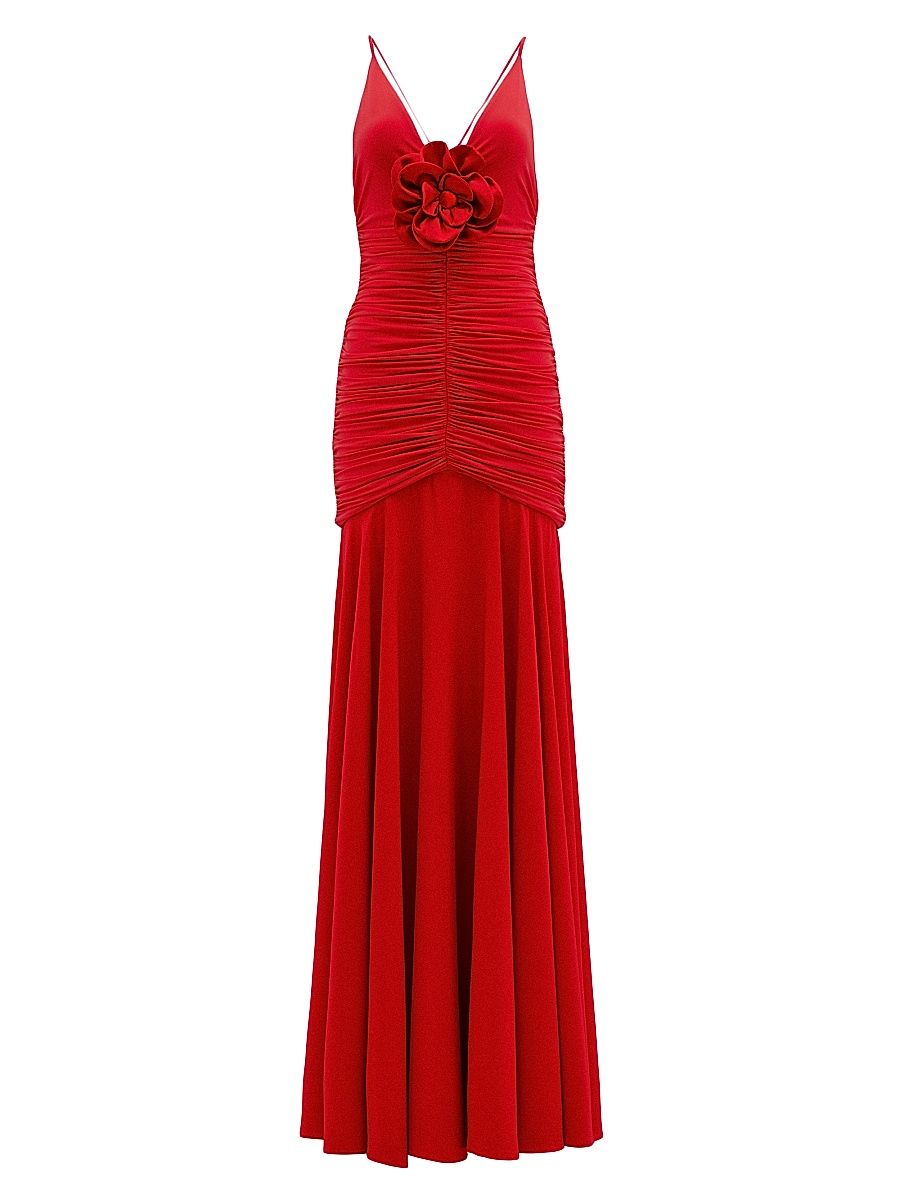 Women's Sana Ruched Dropped Waist Gown - Rouge - Size Large