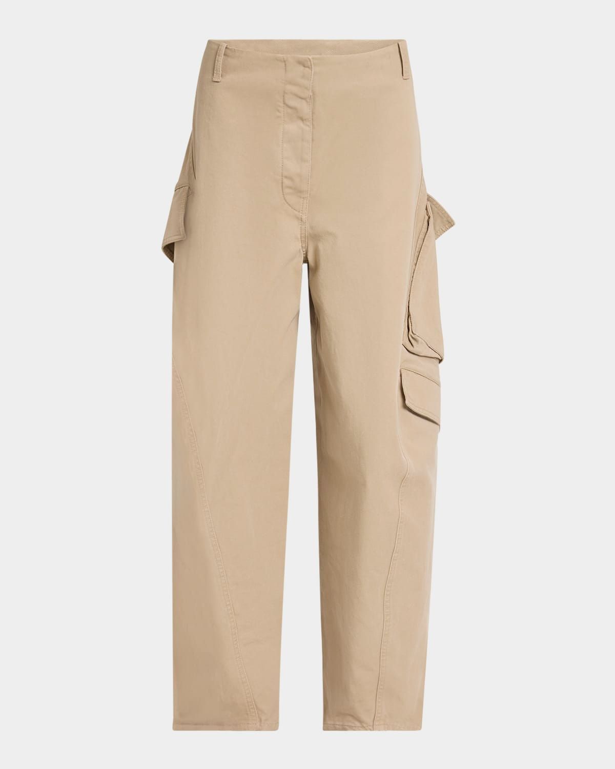 Mid-Rise Washed Chino Barrel-Leg Cargo Trousers