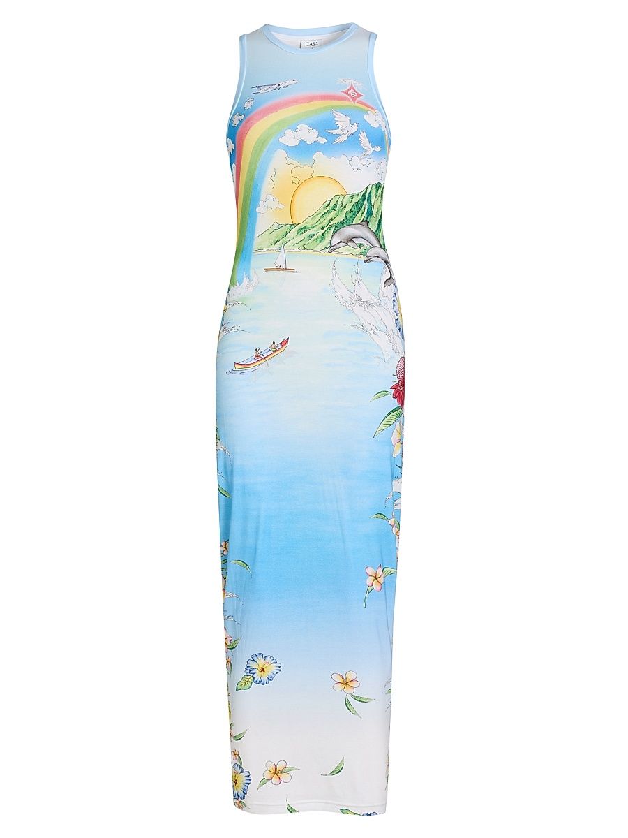Women's Aloha Printed Tank Maxi Dress - Aloha - Size XL