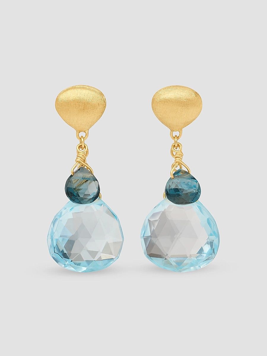 Women's Paradise 18K Yellow Gold & Blue Topaz Drop Earrings - Yellow Gold