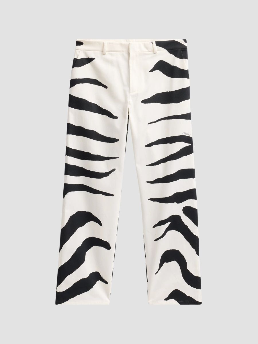Moschino Men's Zebra Print Cotton Trousers - Multi White - Size 36
