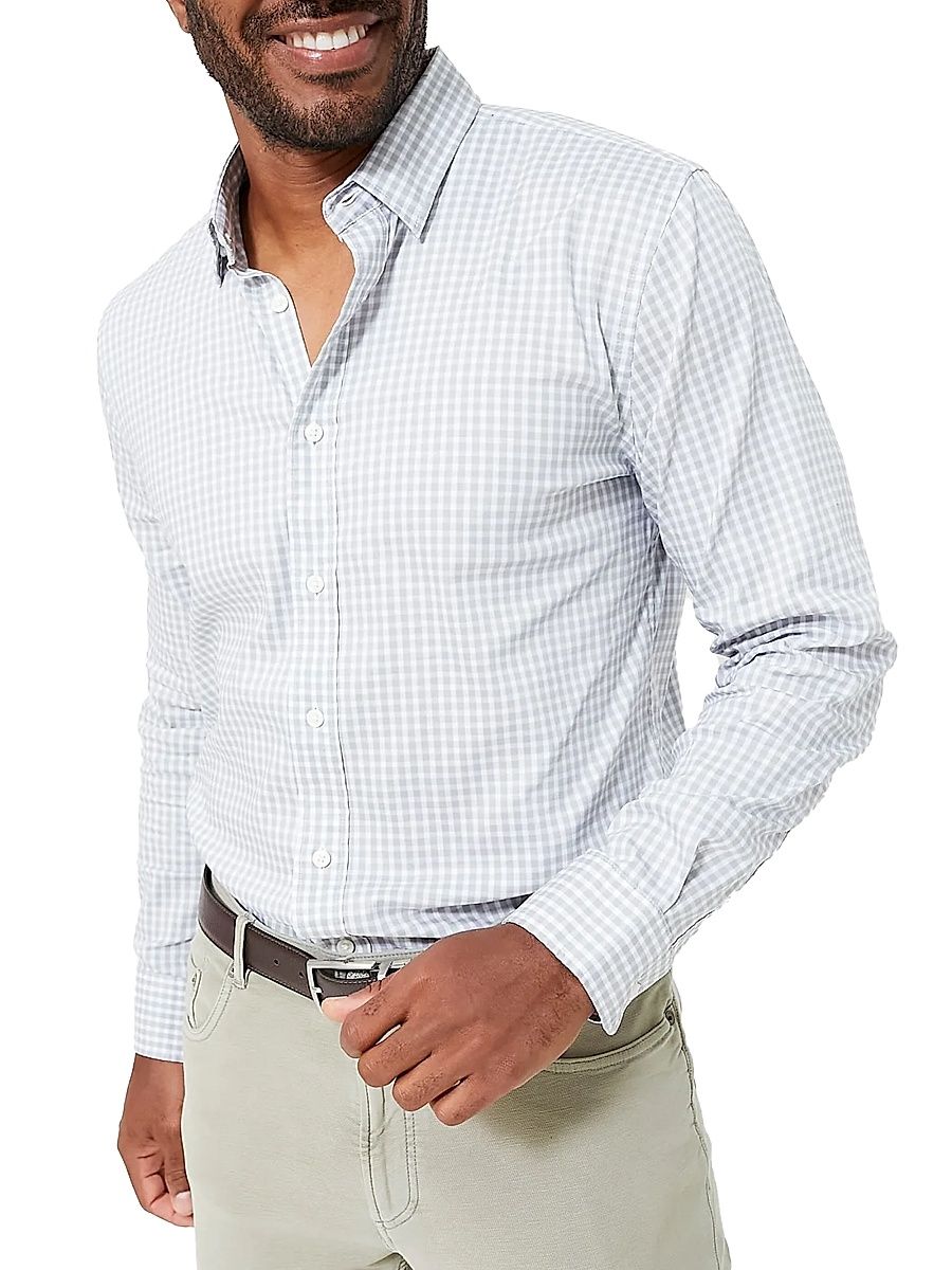 Men's The Movement Gingham Cotton Shirt - Wind Grey Gingham - Size Medium