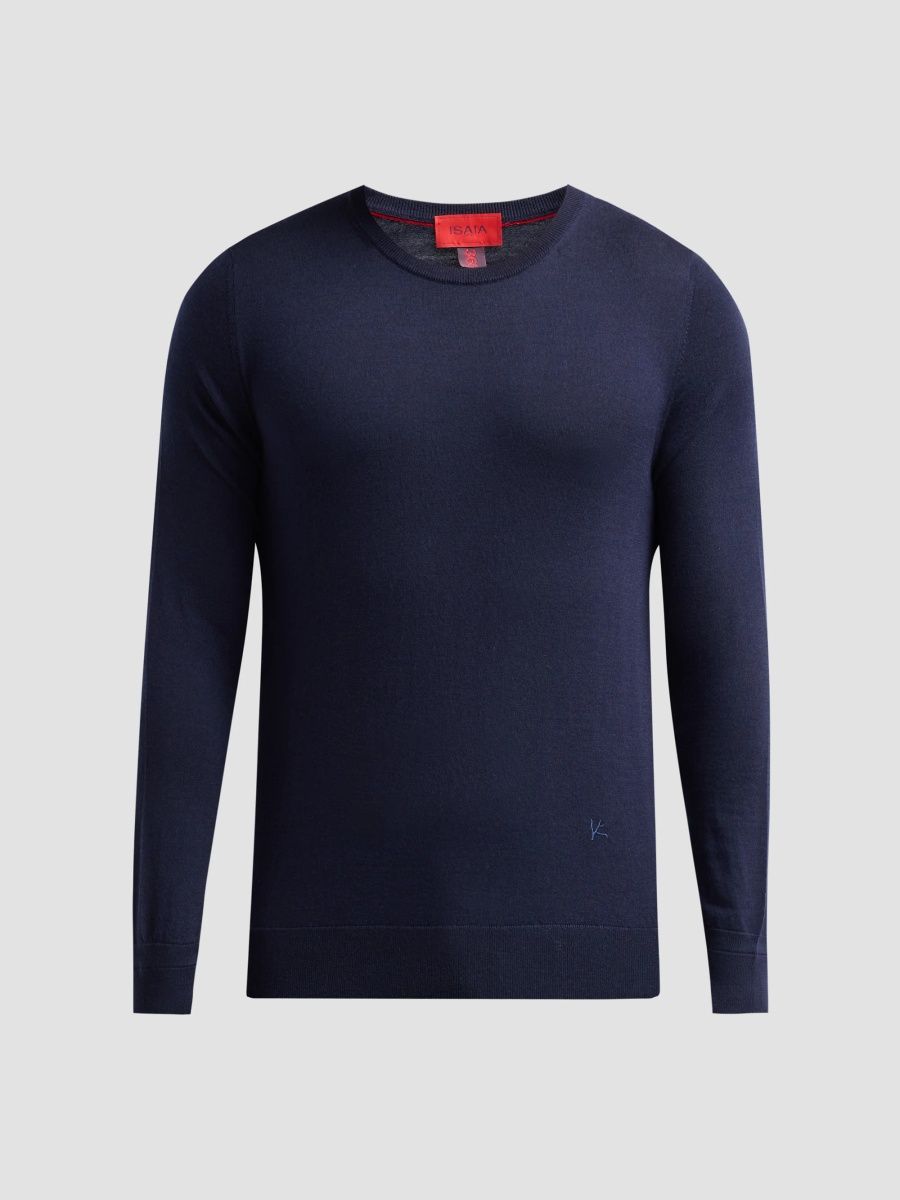 Isaia Men's Filo Corallo Wool Sweater - Navy - Size Small