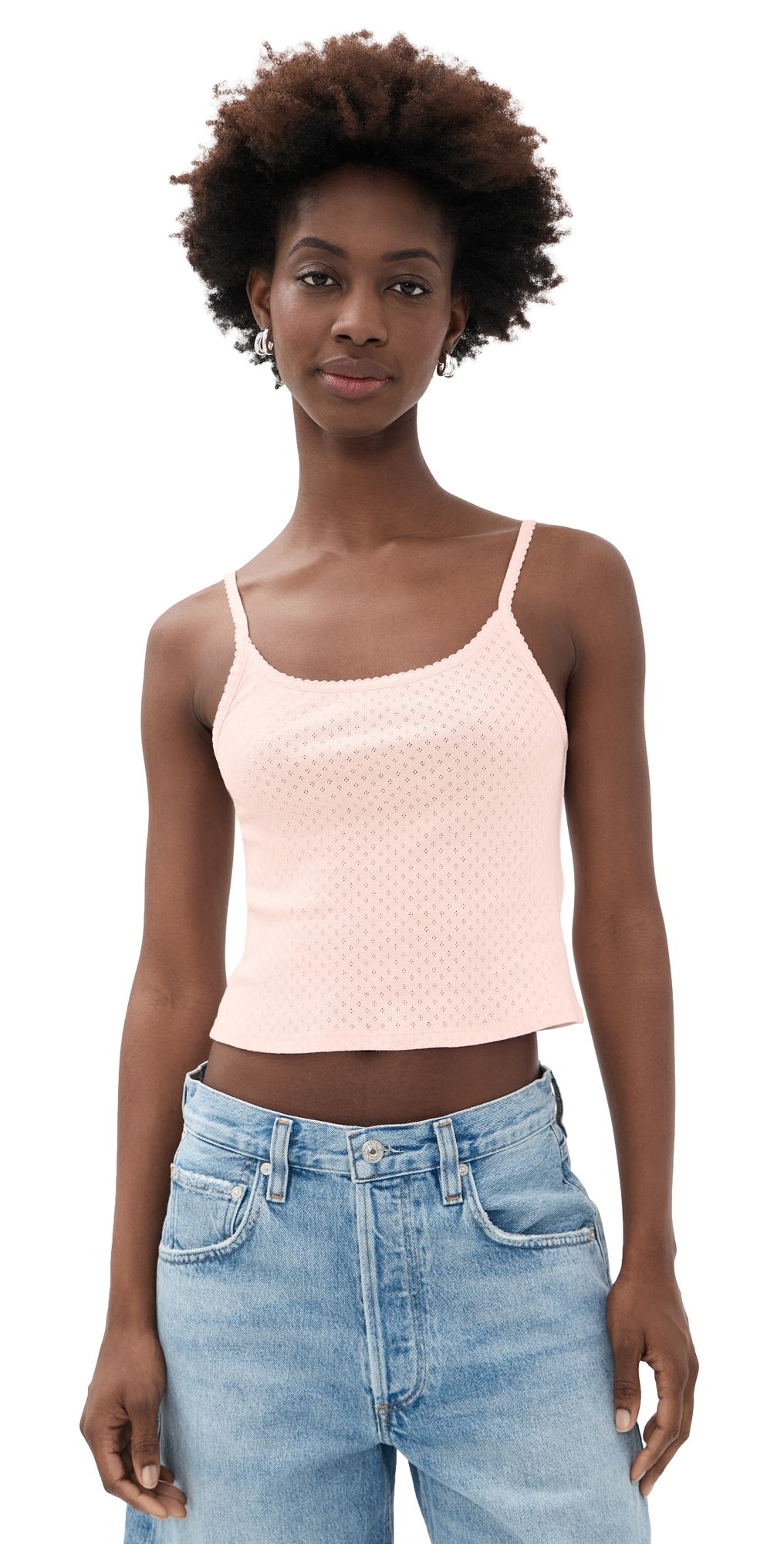 RE/DONE Jolie Tank Pink Salt Honeycomb XS