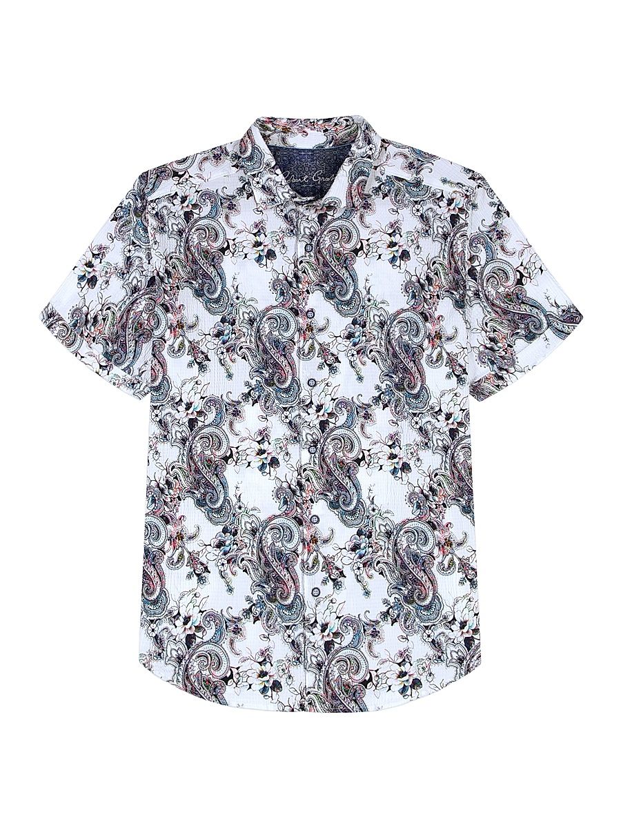 Men's Pickwick Paisley Stretch-Cotton Shirt - Size XXL