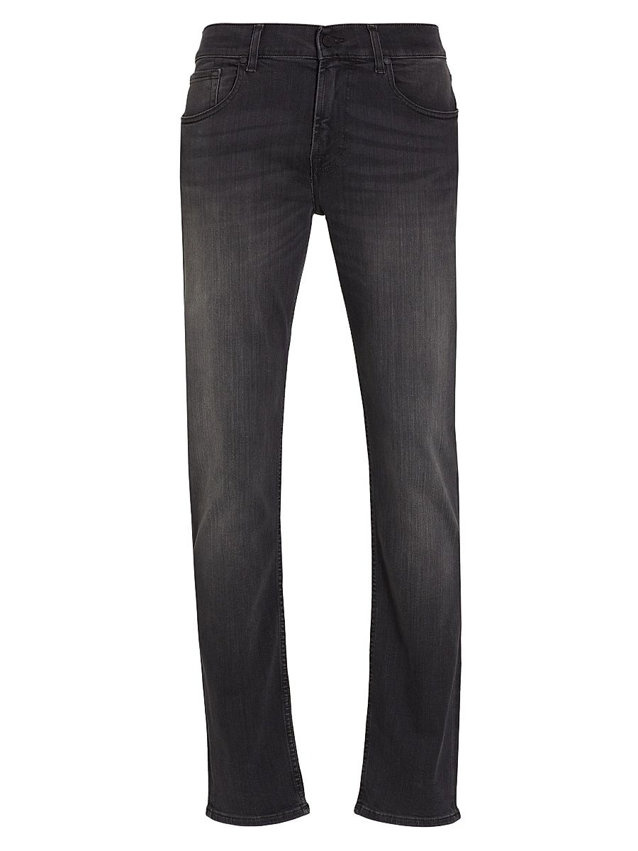 Men's Slimmy Cotton-Blend Tapered Jeans - Washed Black - Size 40