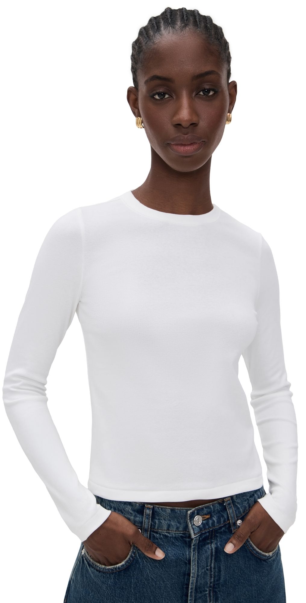 DL1961 Long Sleeve Baby Tee White (Knit) XS