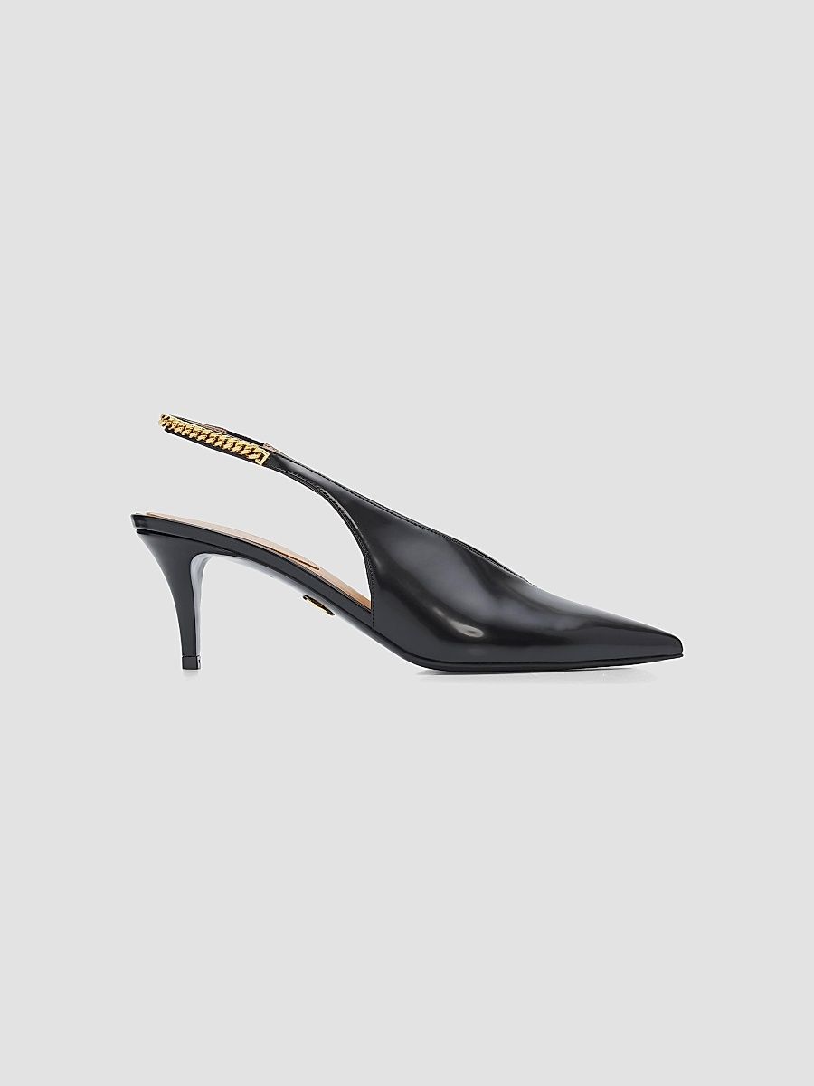Stella McCartney Women's Falabella 65MM Chain-Detail Slingback Pumps - Black - Size 10