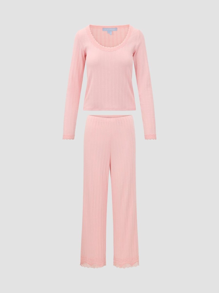 Hill House Home Women's The Filippa Pointelle Pajama Set - Ballet Pink - Size Large