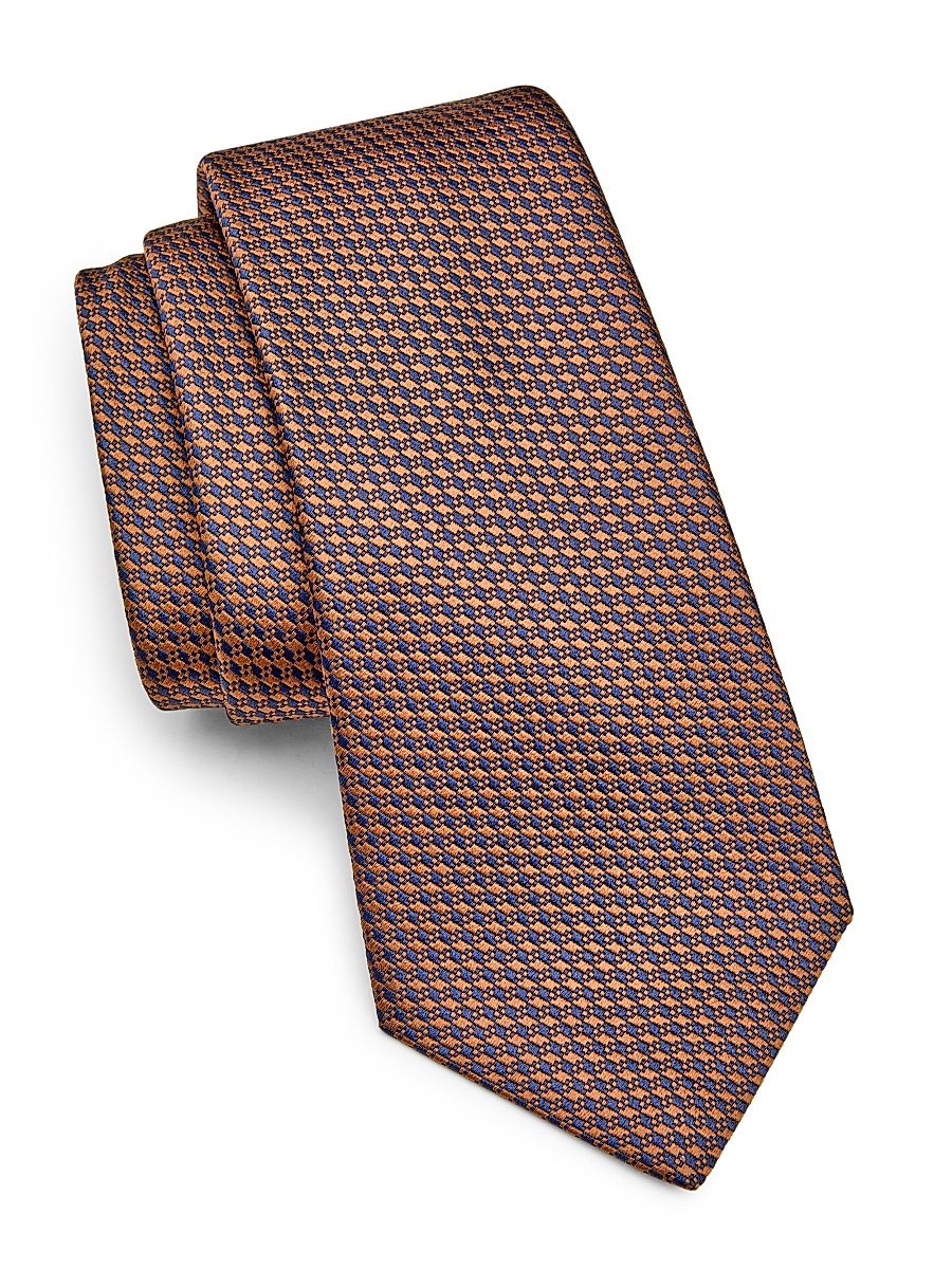 Men's Tonal Textured Silk Tie - Brown