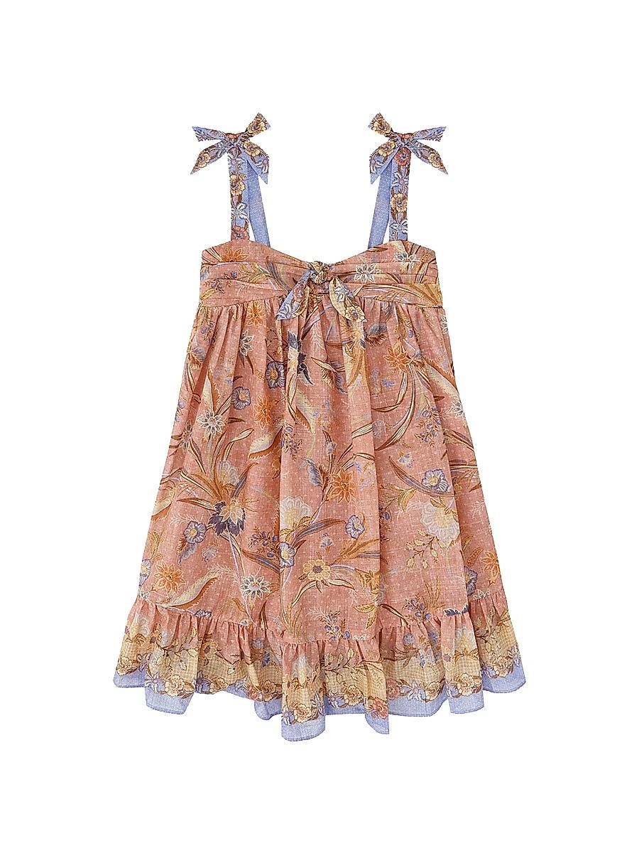 Little Girl's & Girl's Indra Floral Tie-Front Dress - Pink Scarf Floral - Size 12
