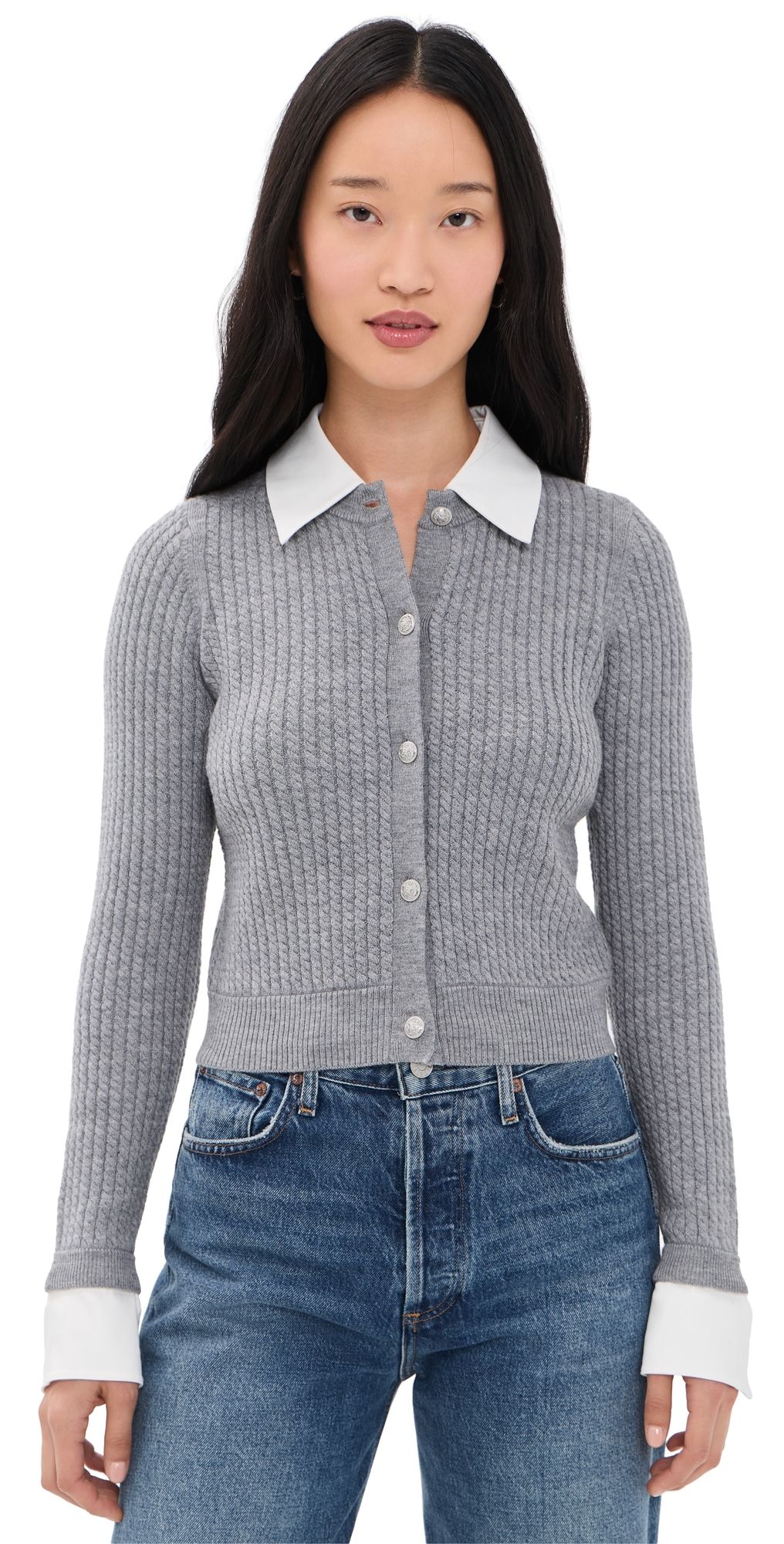 ALICE + OLIVIA Dollie Cardigan Medium Heather Grey XS