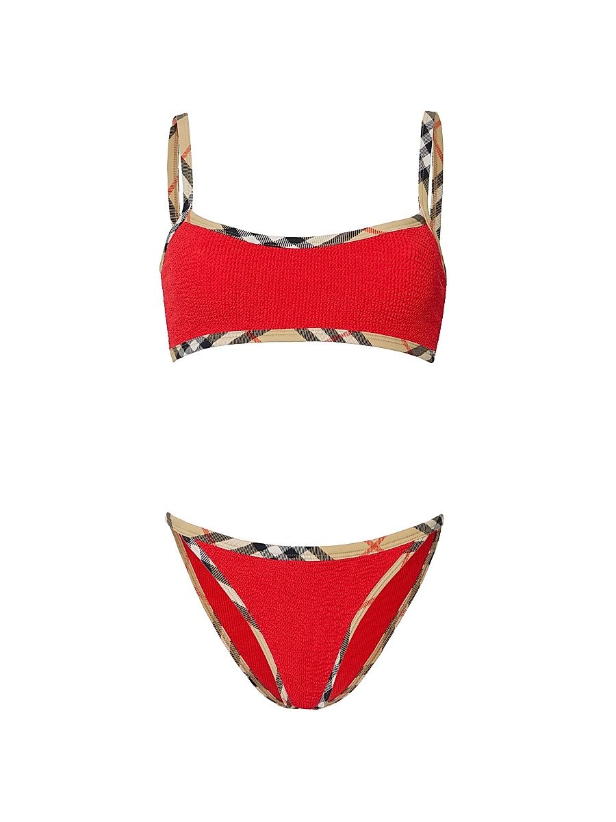 Women's Tyler Check Trim Bikini - Red
