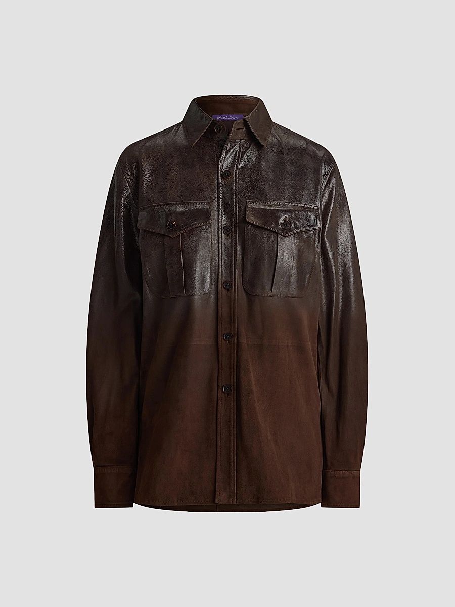 Ralph Lauren Collection Women's Landry Distressed Suede Shirt - Brown - Size 4