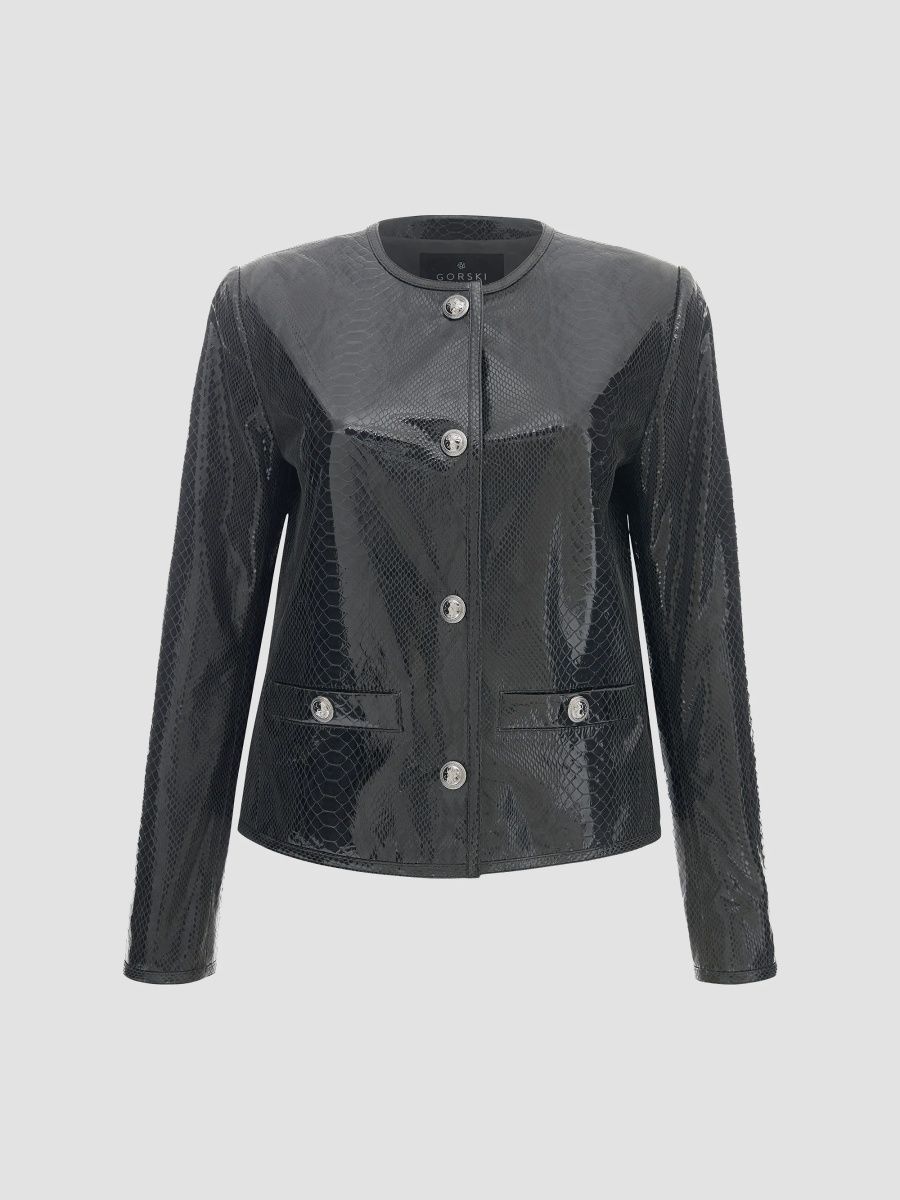 Gorski Women's Metis Suede Python Printed Jacket - Anthracite - Size XS