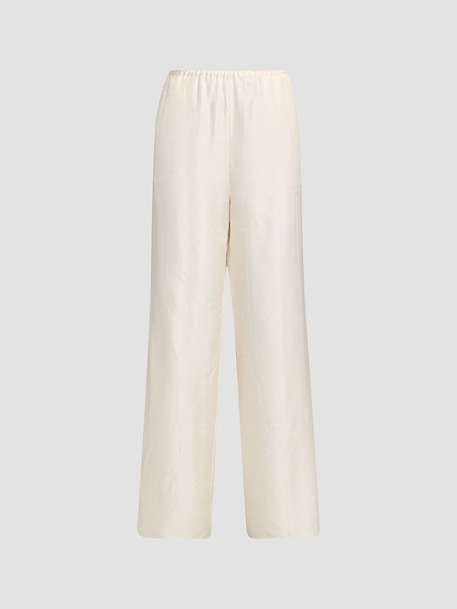Women's Monogram Silk Pajama Trousers - Cream - Size 00