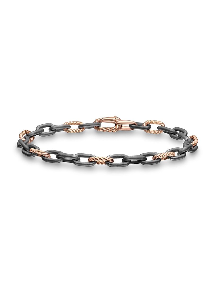 Men's DY Madison Chain Bracelet in Grey Titanium - Rose Gold - Size Small