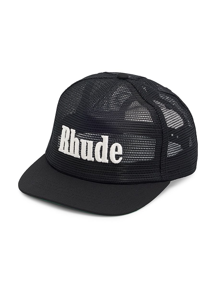 Men's Rhude Logo Mesh Hat - Black White