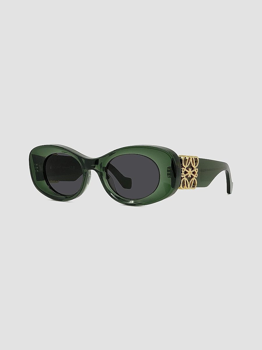 LOEWE Women's Anagram 49MM Oval Sunglasses - Dark Greenother Smoke