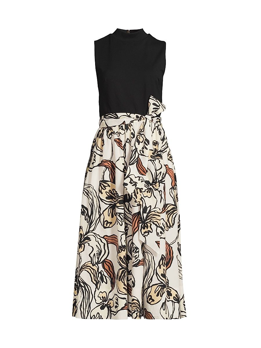 Women's Prima Printed Sleeveless Midi-Dress - Coconut Oversized Irisistable - Size 16
